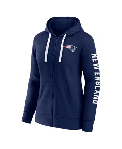 Fanatics Branded Heather Navy New England Patriots Plus Size City Ties Full-zip Hoodie In Heather Navy