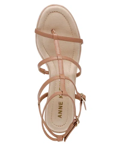 Shop Anne Klein Women's Seville Strappy Wedge Sandals In Tan Smooth
