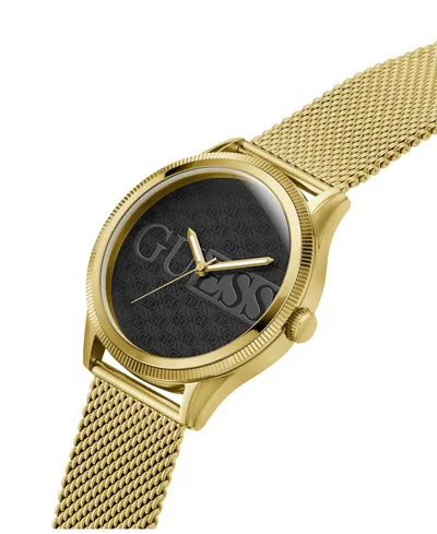 Guess Men's Analog Gold-tone Stainless Steel Mesh Watch, 44mm In Gold Tone
