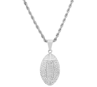 Shop Steeltime Men's Crystal American Football 24" Pendant Necklace In Silver