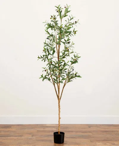 Nearly Natural 6ft. Artificial Olive Tree With Natural Trunk In Green