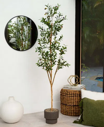 Nearly Natural 6ft. Artificial Olive Tree With Natural Trunk In Green