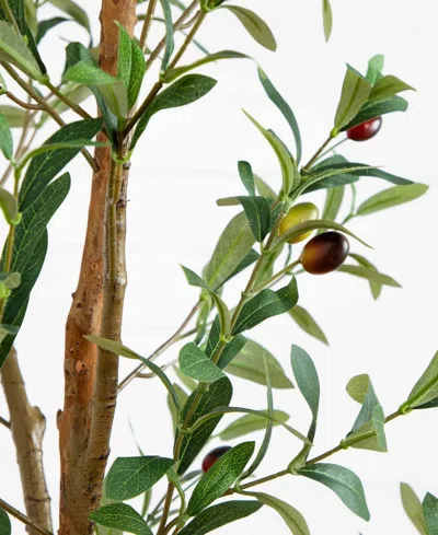Nearly Natural 6ft. Artificial Olive Tree With Natural Trunk In Green