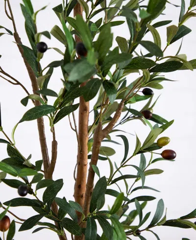 Nearly Natural 7ft. Artificial Olive Tree With Natural Trunk And Handmade Jute Basket In Green