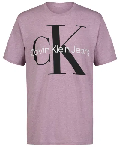 Shop Calvin Klein Big Boys Monologo Short Sleeve T-shirt In Regal Orchid Heather