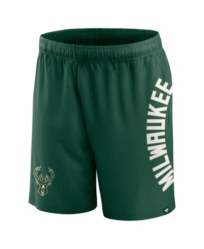 Fanatics Branded Hunter Green Milwaukee Bucks Post Up Mesh Shorts In Hunter Green
