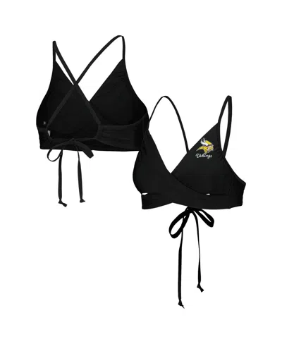 G-iii 4her By Carl Banks Black Minnesota Vikings Hall Of Fame Bikini Top In Black