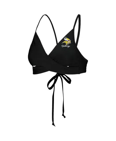 Shop G-iii 4her By Carl Banks Women's  Black Minnesota Vikings Hall Of Fame Bikini Top