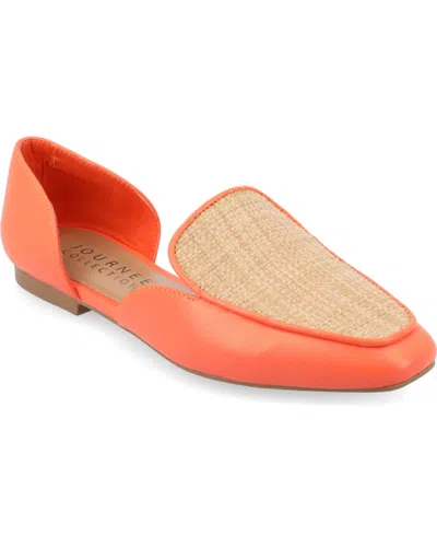 Shop Journee Collection Women's Kennza Tru Comfort Cut Out Slip On Loafers In Orange