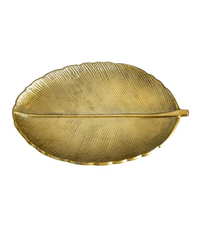 Nearly Natural Leaf Dish Decor In Gold