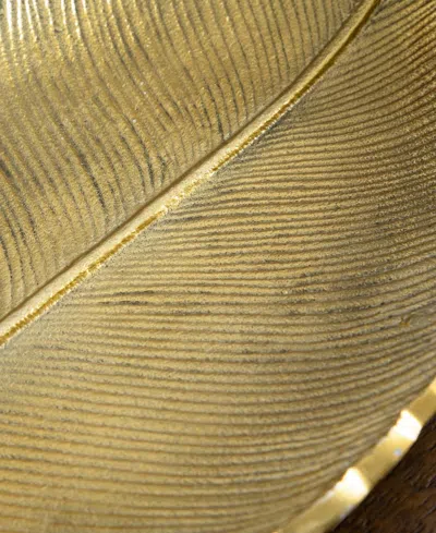 Nearly Natural Leaf Dish Decor In Gold
