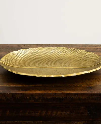 Nearly Natural Leaf Dish Decor In Gold