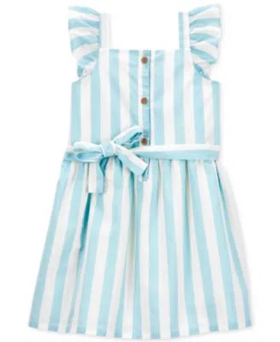 Shop Carter's Carters Baby Toddler Little Big Girls Striped Dress Cardigan In Blue