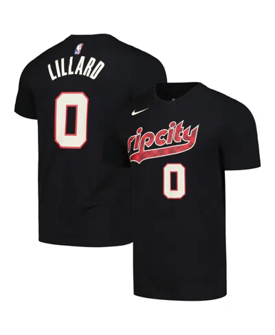 Shop Nike Men's  Damian Lillard Black Portland Trail Blazers 2023/24 City Edition Name And Number T-shirt