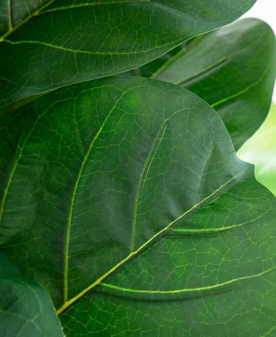 Nearly Natural 6ft. Artificial Giant Leaf Fiddle Leaf Fig Tree In Decorative Planter With Real Touch Leaves In Green