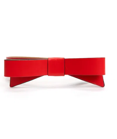 Shop Kate Spade Women's Leather Bow Belt In Ponderosa Red