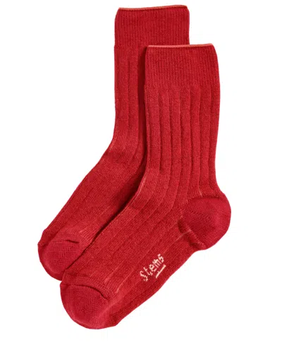 Stems Lux Cashmere Wool Crew Socks In Red