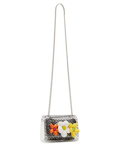 Shop Betsey Johnson Puffy Flowers Clear Flap Bag