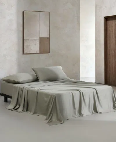 Calvin Klein Organic Earth Cotton Sateen Sheet Set In Dusty Olive
