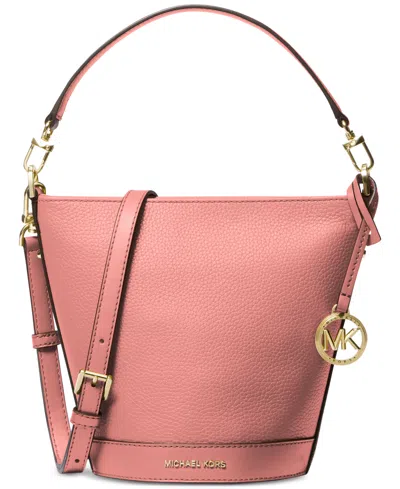 Shop Michael Kors Michael  Townsend Small Leather Top-zip Convertible Bucket Crossbody In Sunset Rose