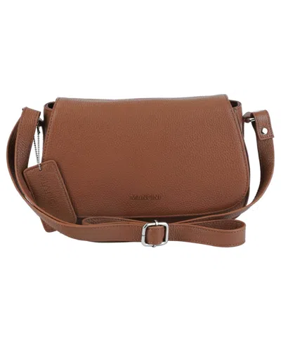 Shop Mancini Pebbled Isabella Leather Crossbody Handbag In Brown