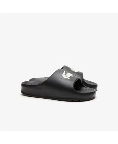 Shop Lacoste Men's Croco 2.0 Evo Slip-on Slide Sandals In Black,off White