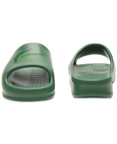Shop Lacoste Men's Croco 2.0 Evo Slip-on Slide Sandals In Black,off White