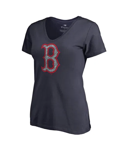 Fanatics Women's  Navy Boston Red Sox Static Logo V-neck T-shirt In Navy