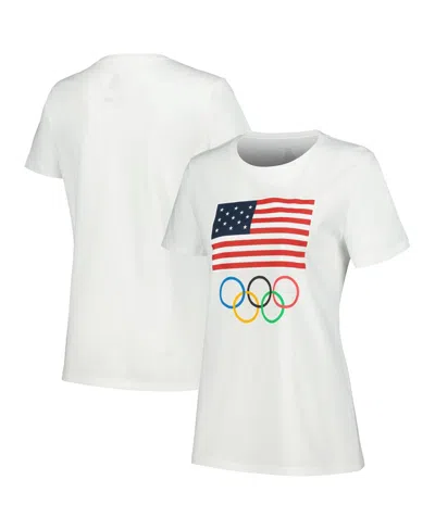 Shop Outerstuff Women's White Team Usa Flag Five Rings T-shirt