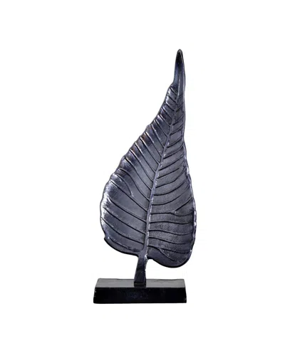 Shop Nearly Natural 17in. Aluminum Bodhi Leaf Sculpture Decorative Accent In Grey