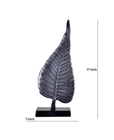 Shop Nearly Natural 17in. Aluminum Bodhi Leaf Sculpture Decorative Accent In Grey