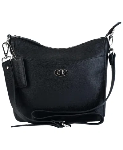 Shop Mancini Pebble Elizabeth Leather Crossbody Handbag In Black