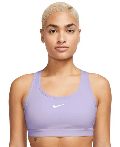 Shop Nike Women's Swoosh Padded Medium-impact Sports Bra In Lilac Bloom,white