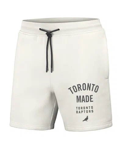 Shop Staple Men's Nba X  Cream Toronto Raptors Heavyweight Fleece Shorts