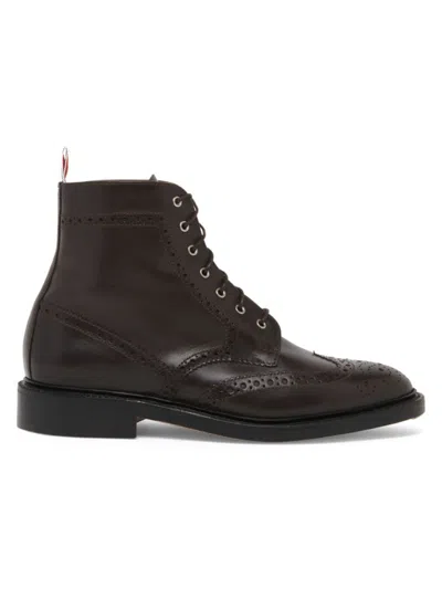 Shop Thom Browne Men's Classic Leather Wingtip Boots In Brown