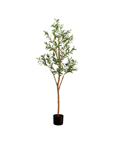 Nearly Natural 5ft. Artificial Olive Tree With Natural Trunk In Green