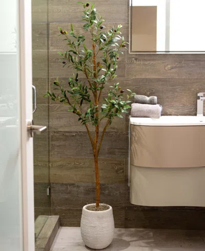 Nearly Natural 5ft. Artificial Olive Tree With Natural Trunk In Green