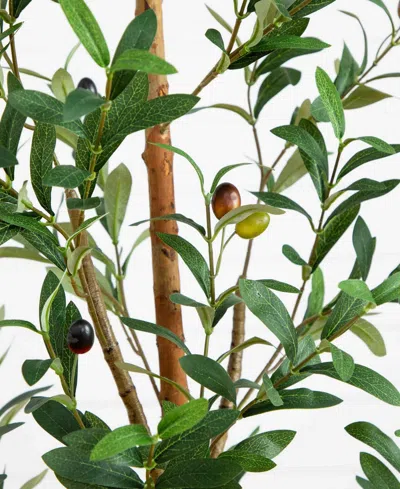 Nearly Natural 5ft. Artificial Olive Tree With Natural Trunk In Green