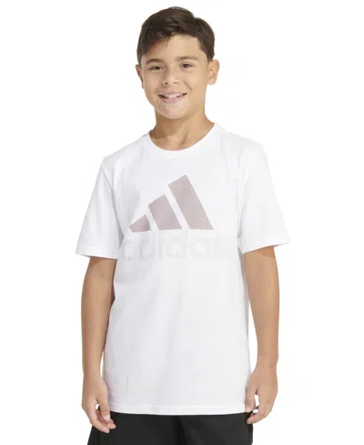 Shop Adidas Originals Big Boys Short Sleeve Two-color Logo T-shirt In White