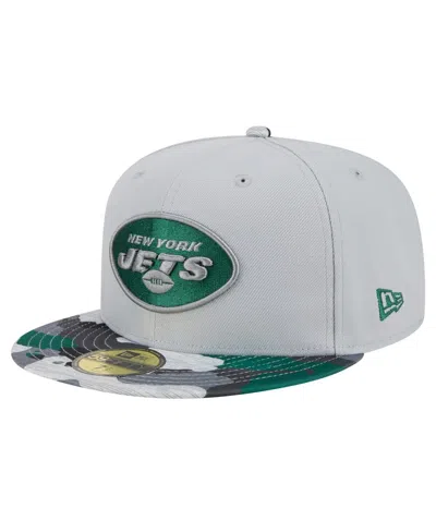 New Era Gray New York Jets Active Camo 59fifty Fitted Hat In Gray