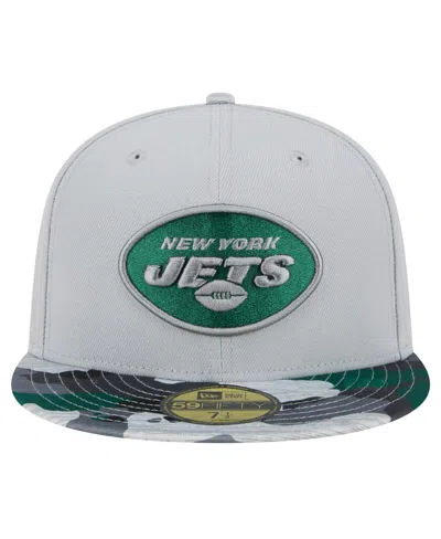 New Era Gray New York Jets Active Camo 59fifty Fitted Hat In Gray