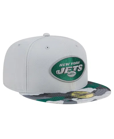 New Era Gray New York Jets Active Camo 59fifty Fitted Hat In Gray