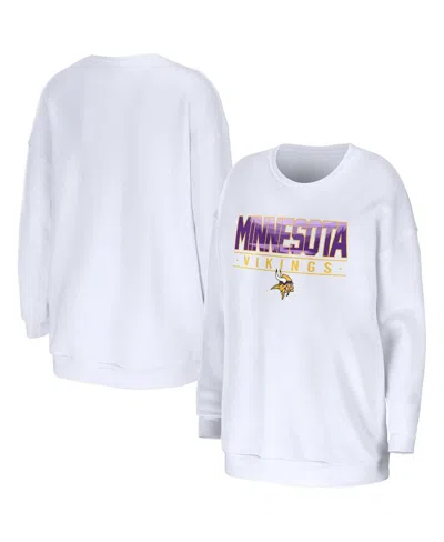 Shop Wear By Erin Andrews Women's  White Minnesota Vikings Domestic Pullover Sweatshirt
