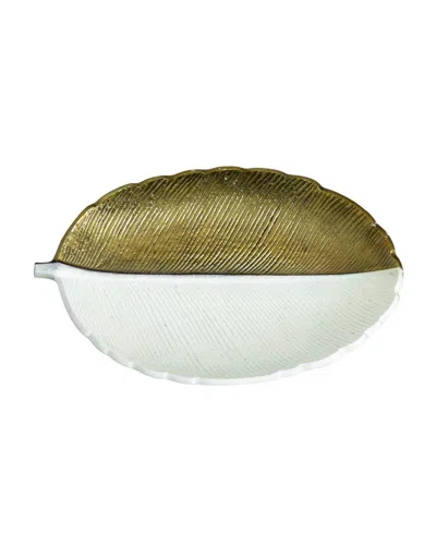 Nearly Natural 14-inch Leaf Dish Decor In Gold
