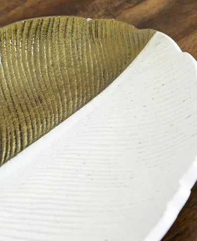 Nearly Natural 14-inch Leaf Dish Decor In Gold
