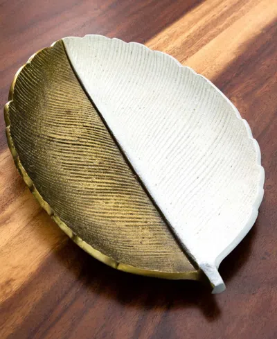 Nearly Natural 14-inch Leaf Dish Decor In Gold