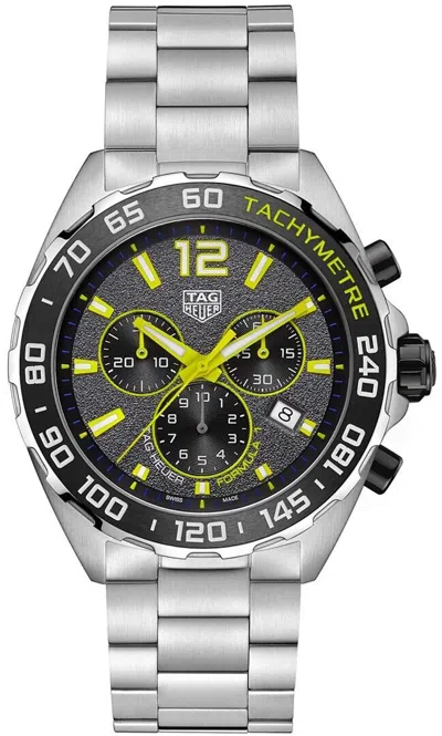 Pre-owned Tag Heuer Formula 1 Quartz Chrono Grey/steel 43 Mm Men's Watch Caz101ag.ba0842