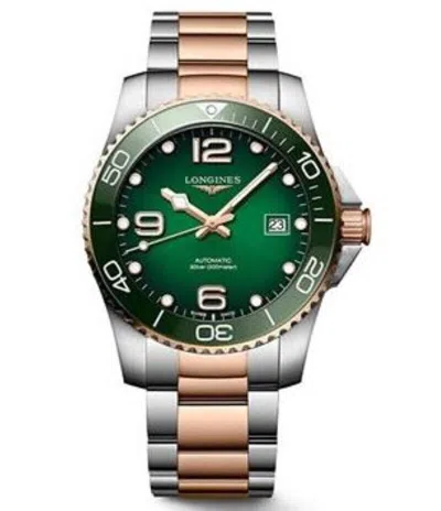 Pre-owned Longines Hydroconquest Two Tone Green Dial Auto 41 Mm Men's Watch L3.781.3.08.7