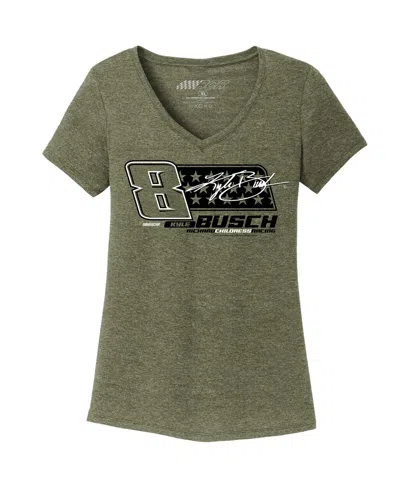 Shop Richard Childress Racing Team Collection Women's  Green Kyle Busch Tri-blend V-neck T-shirt