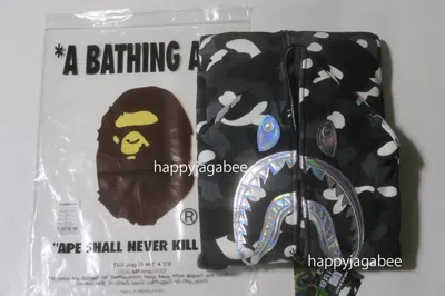 Pre-owned A Bathing Ape [s-3xl] A Bathnig Ape Men's City Camo Shark Full Zip Hoodie Blk / Gra 1k30115003 In Black